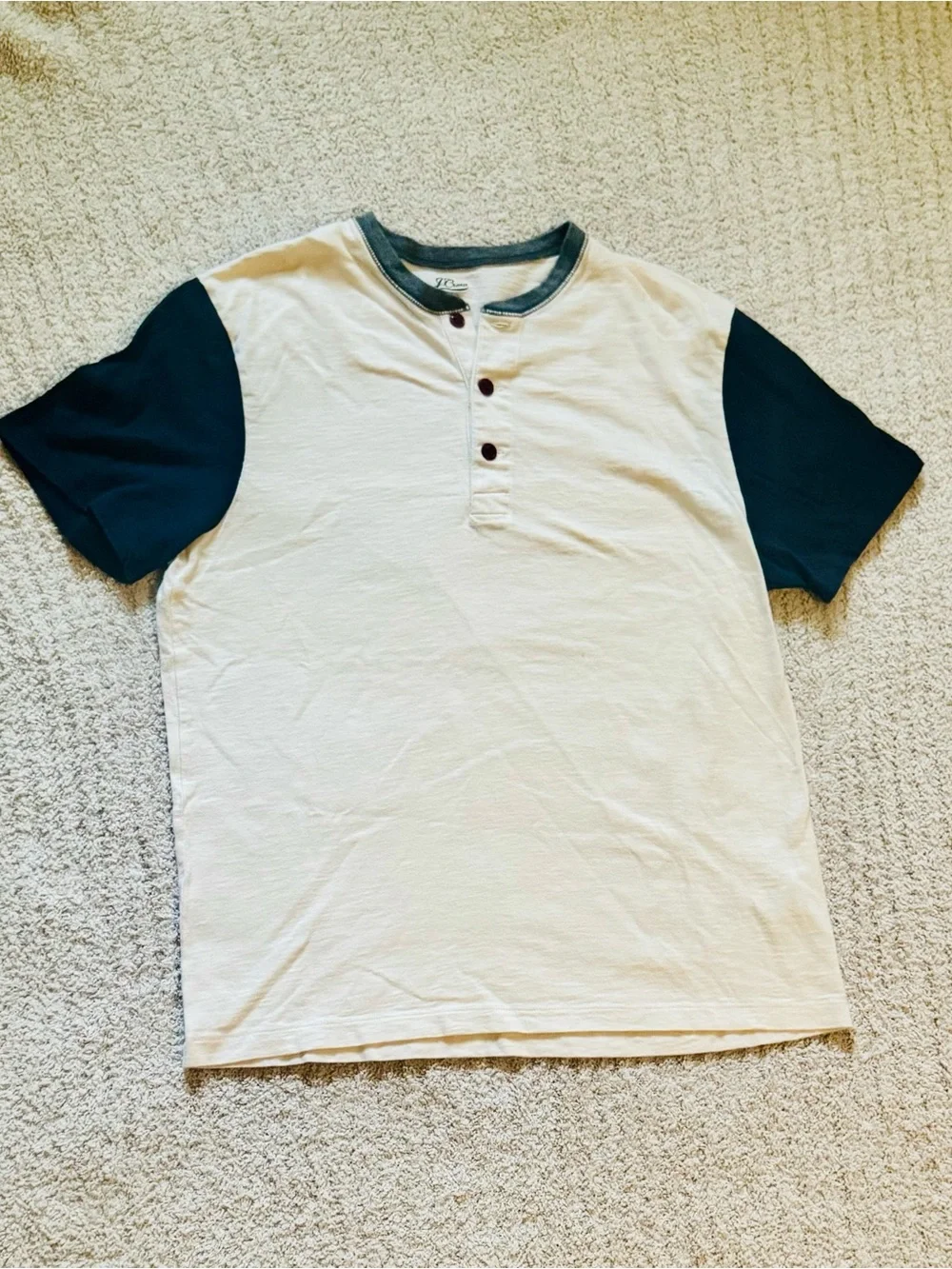 J Crew Garment-dyed slub cotton baseball henley